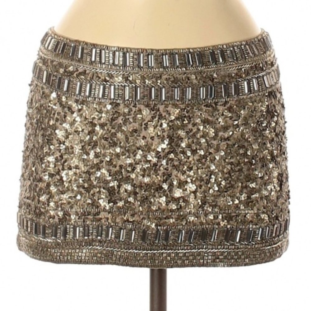 Gold Mini Beaded Skirt